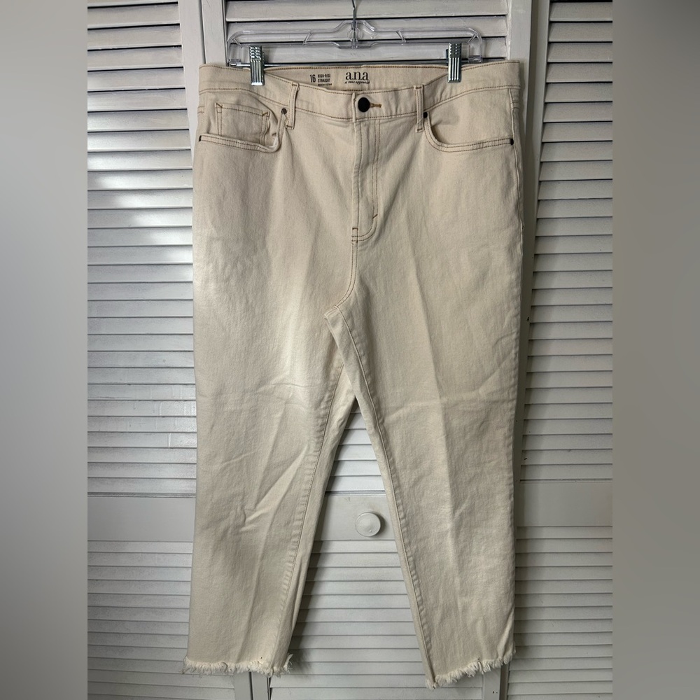 Ana Cream High Rise‎ Straight-Leg Denim Jeans Size 16